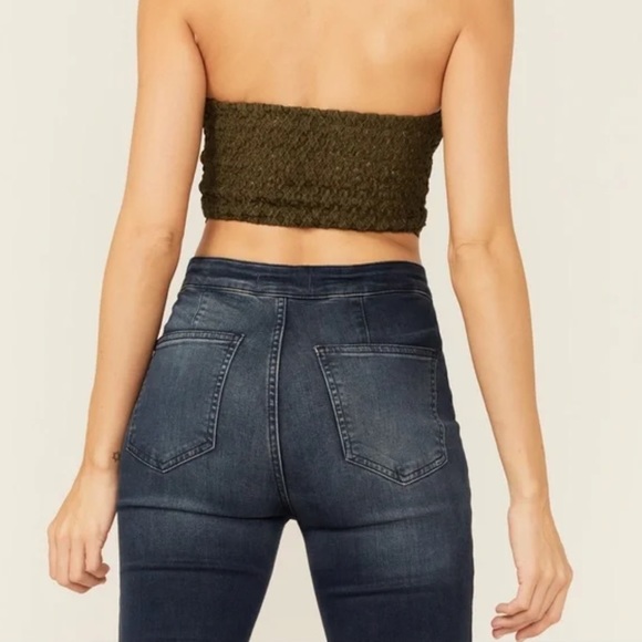 NEW Free People Small Intimately Army Green Corset Crop Top Bandeau Cottage - Picture 2 of 8